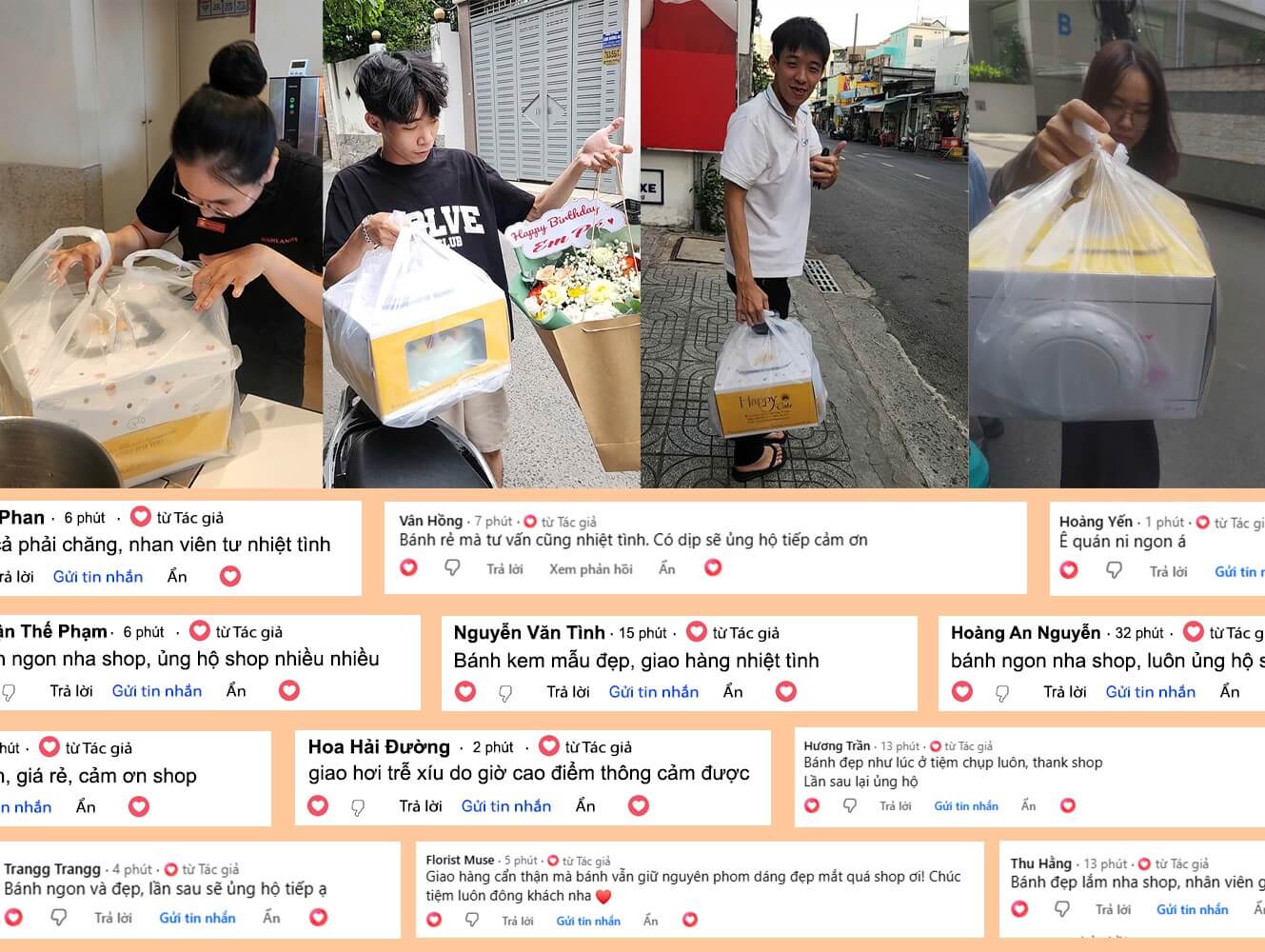 hình ảnh tại nơi giao và bình luận của khách hàng