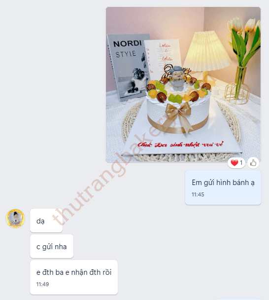 Gửi hình bánh cho khách