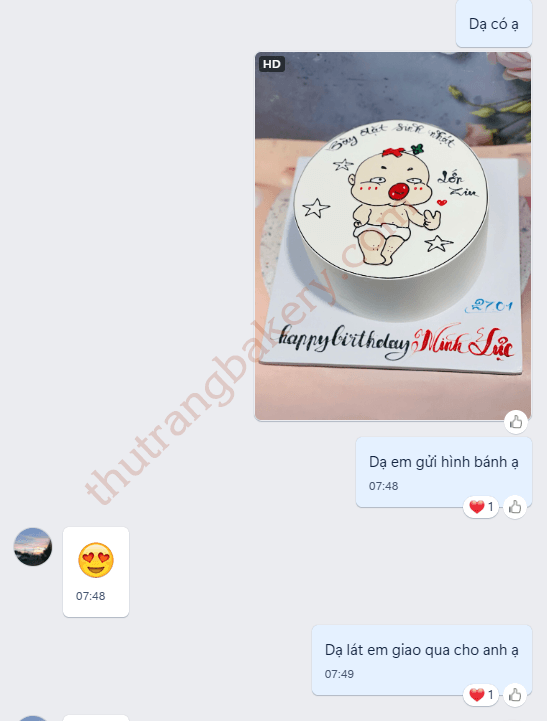 gửi hình bánh cho khách đặt bánh tại Phú Giáo