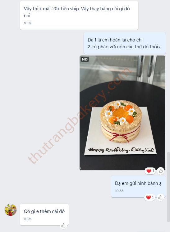 gửi hình cho khách đặt bánh