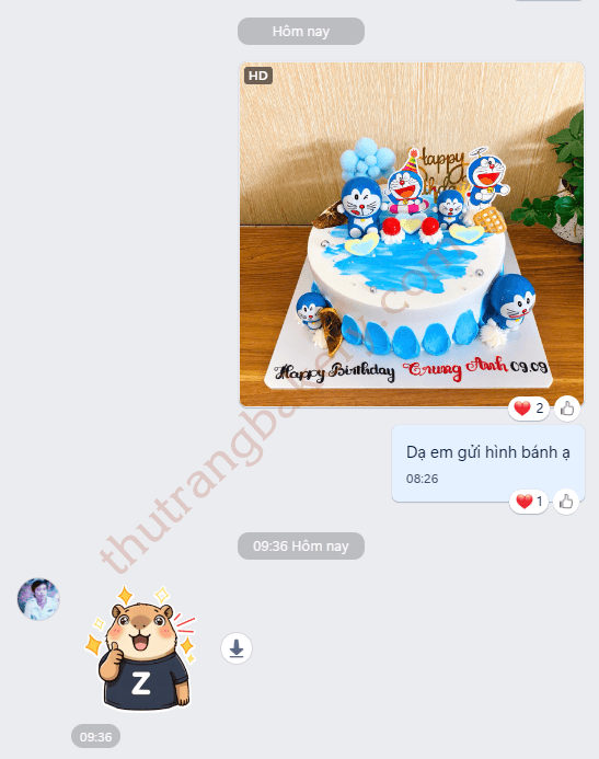 khách đặt bánh qua zalo