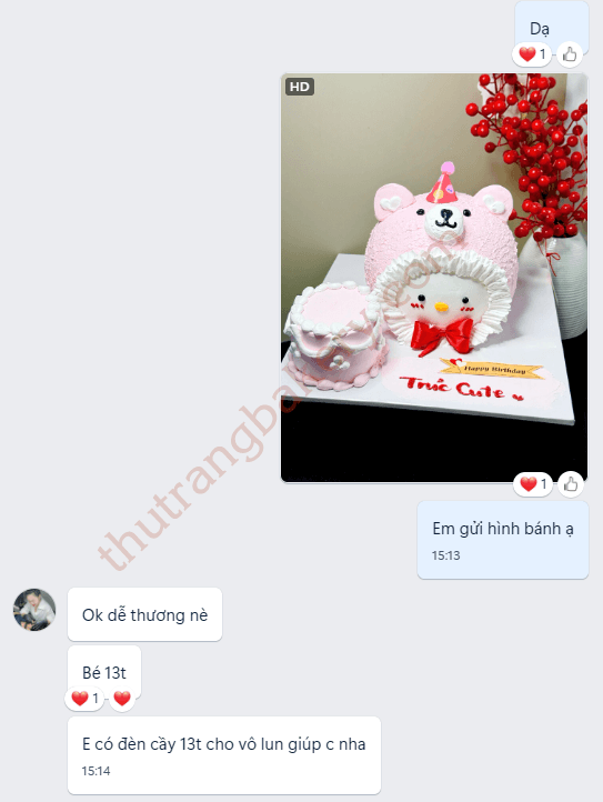 phản hồi khách hàng sau khi nhận được bánh