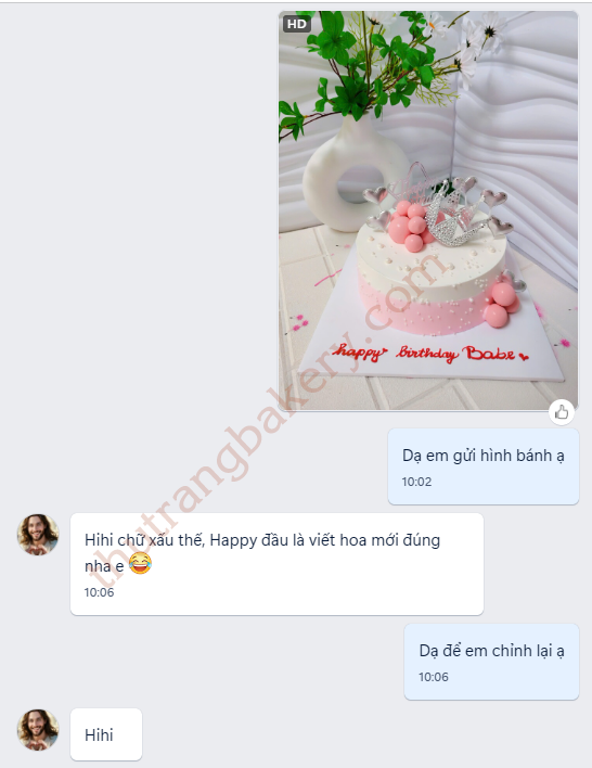 Gửi hình bánh cho khách