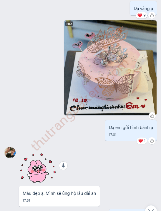 gửi hình bánh cho khách tại Bến Cát