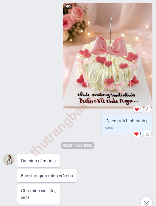trả hình bánh cho khách